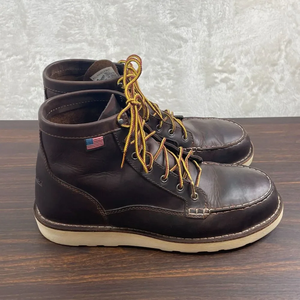 Danner Bull Run Moc Toe 6’ Inch Brown Steel Toe Men’s Size 12 Brown Work Boot - Picture 2 of 10